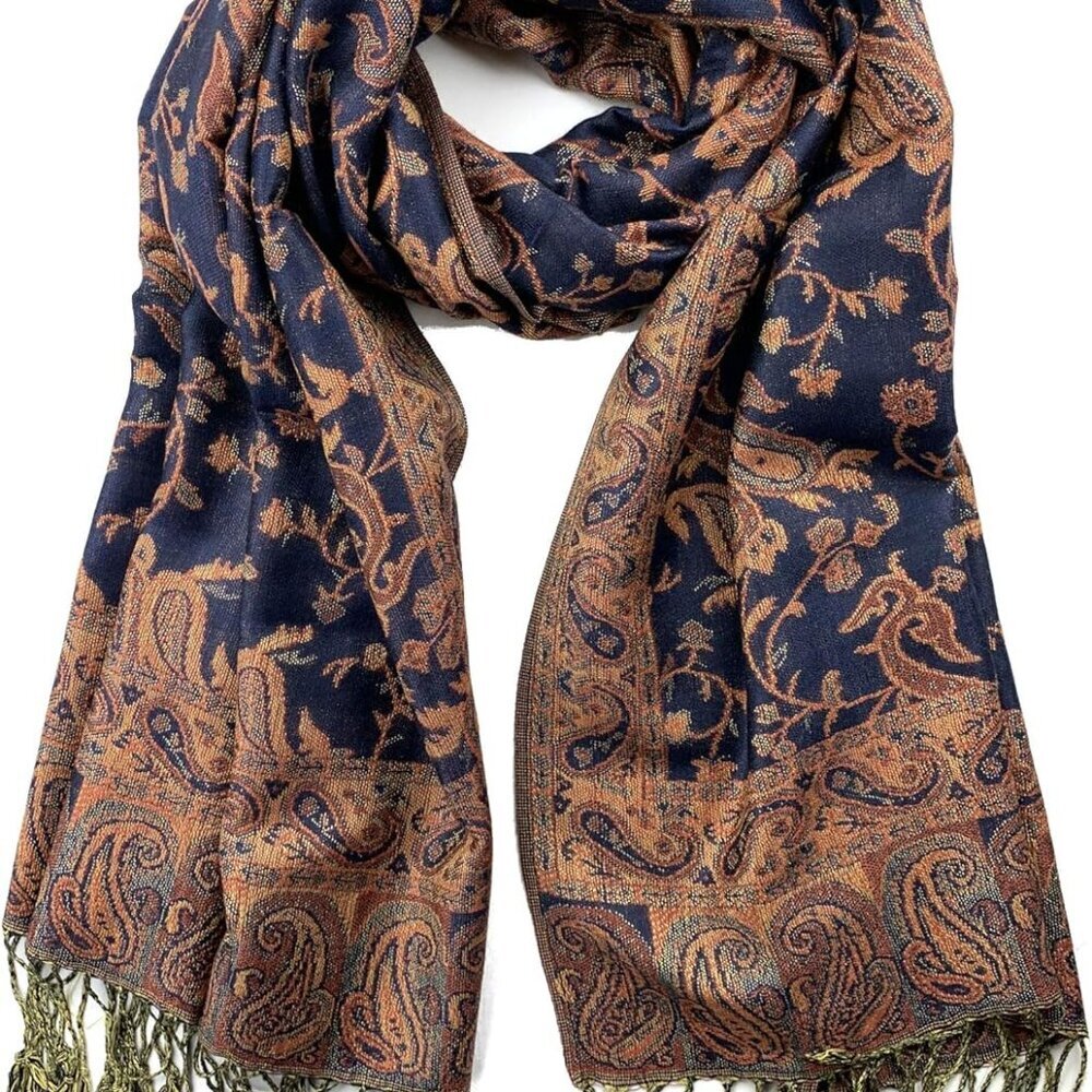 Tapestry Ethnic Paisley Pattern Pashmina Shawl Scarf, Womens Pashmina Shawl Wrap